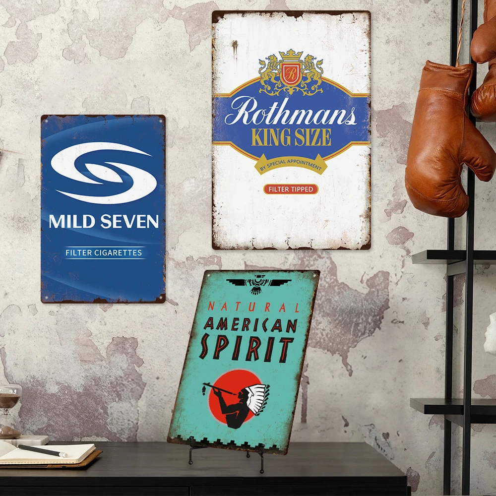 Putuo Decor Vintage Tobacco Cigarette Metal Sign Retro Tin Plaque for Bar and Man Cave Decor Tin Sign