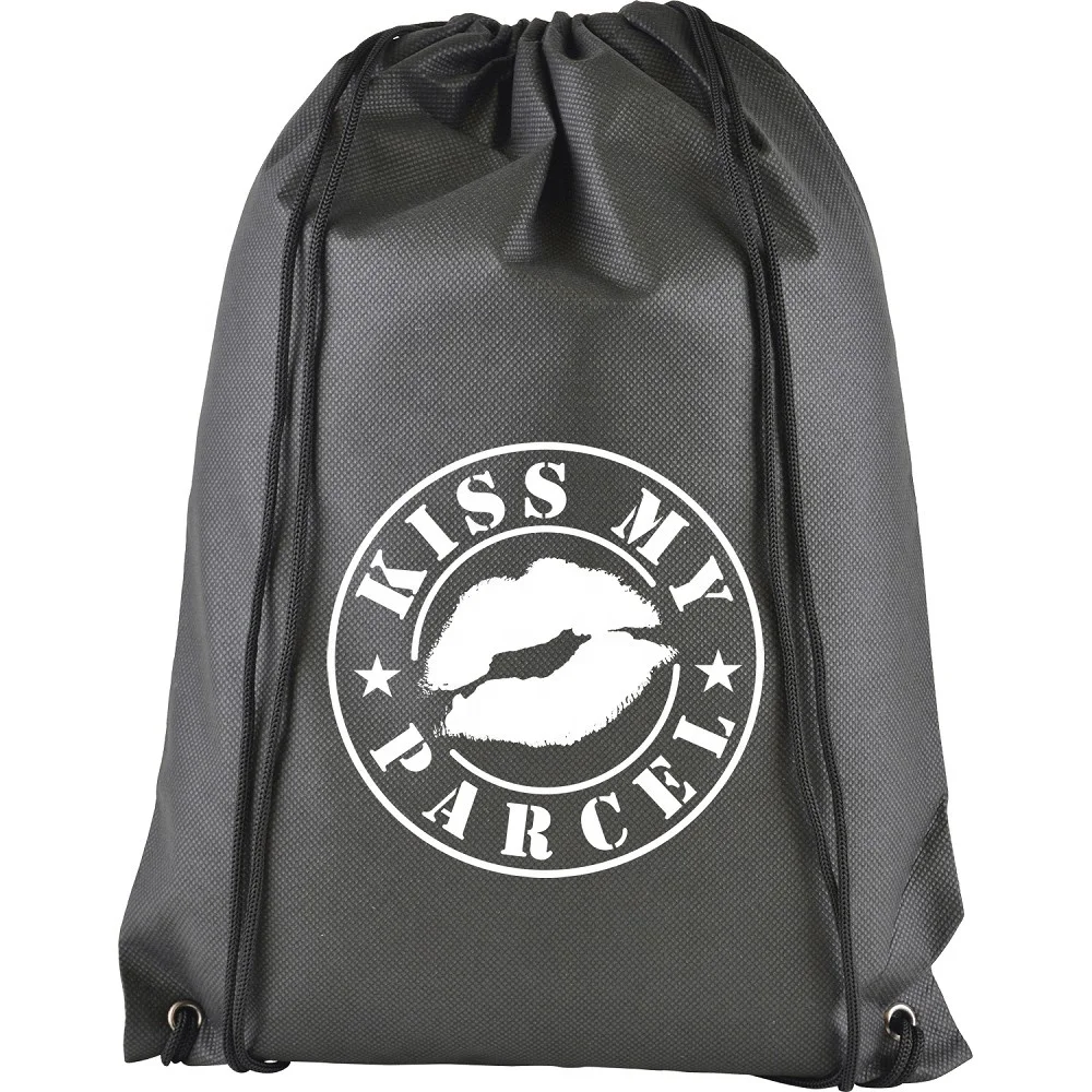 custom logo printed drawstring backpack bag,eco friendly and reusable non woven small gift or shoe packaging drawstring bags