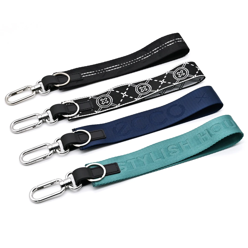 YYX Customized Logo Jacquard Short Key Lanyard Nylon Woven Car Motorcycle Wrist Keychain