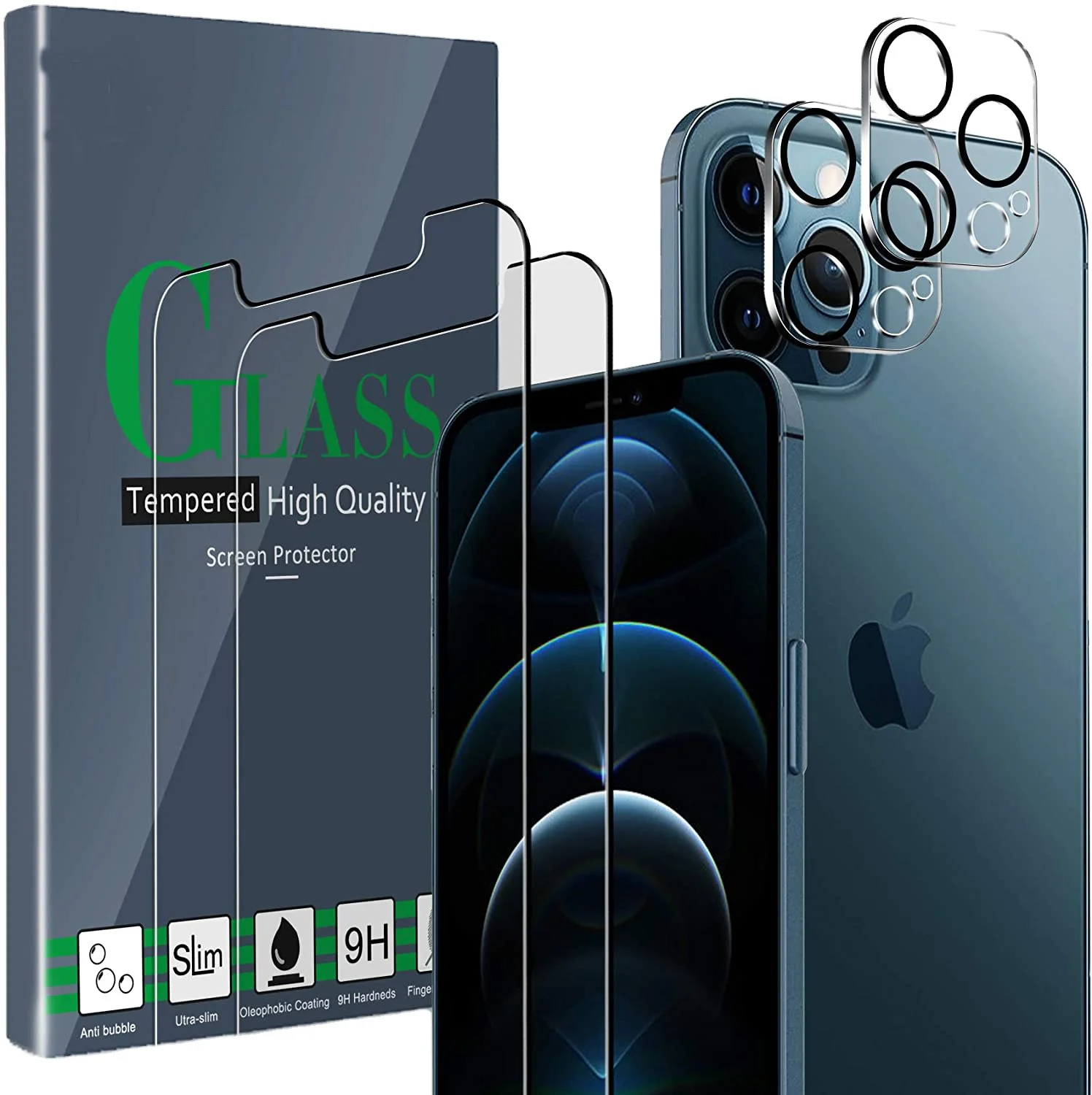 
Tempered-Glass Military Protective HD Clear Case Friendly Anti-Fingerprint Screen Protector for iPhone 12 Pro Max 