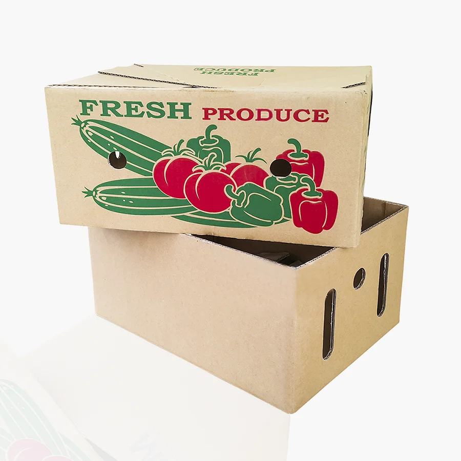 Biodegradable 3 Layers/ 5 Layers Fresh Vegetable Products Box Customized Organic Mini Cucumber Corrugated Flute Vegetable Carton