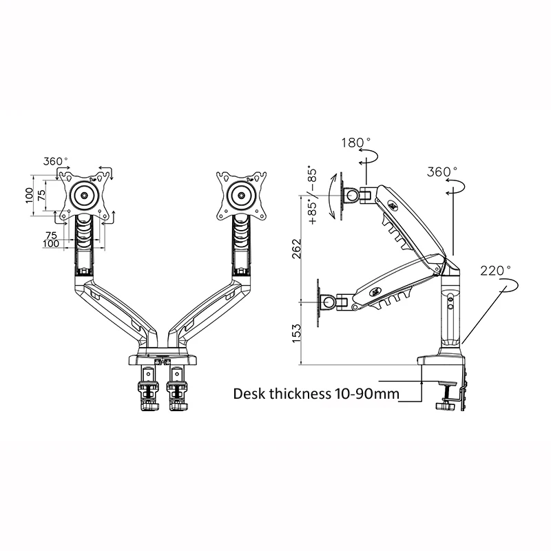 
F160 gas spring 2-9kg 10