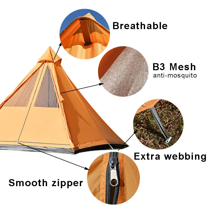 Manufacturer Custom Printed Logo Easy Build Oxford Fabric Tent Waterproof Outdoor Camping Triangle Teepee Tent For Adults