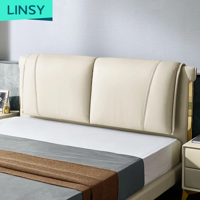 Linsy роскошный комплект мебели для спальни белые кровати большого размера из натуральной