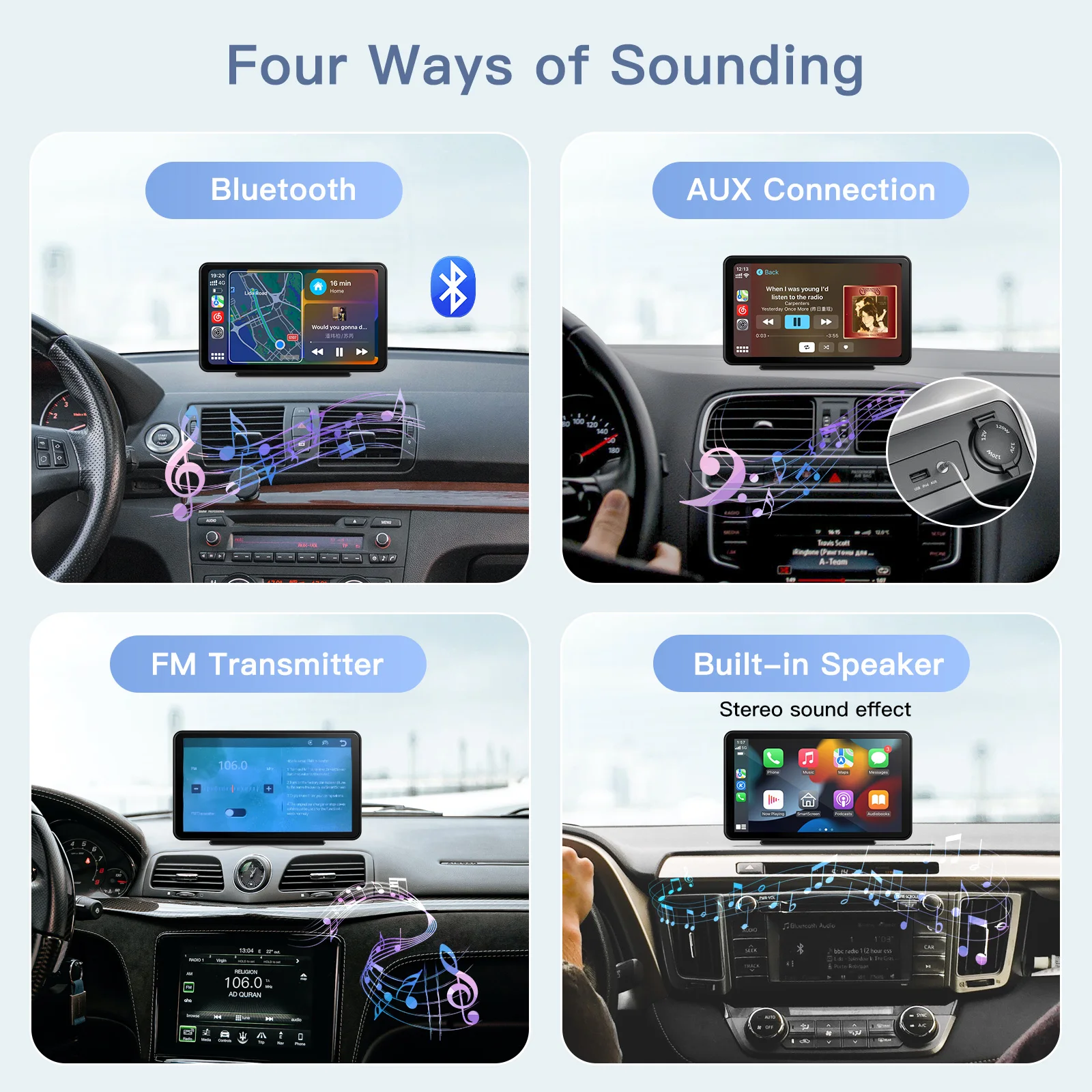 Universal 7 Inch Gps Navigation Car Rear View Camera Mirror Dash Cam Voice Control Wifi Bt Dvr Carplay Android Auto Touch Screen