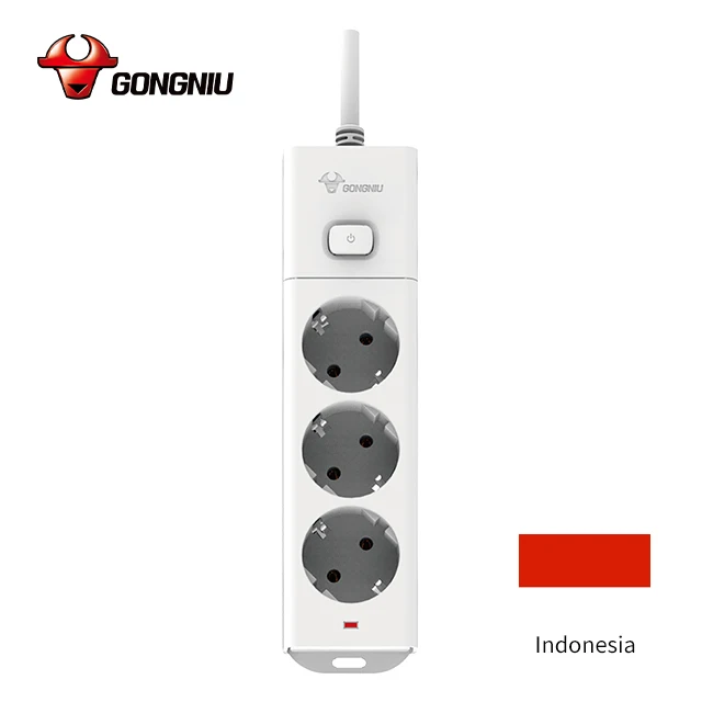
Super grade Indonesia EU standard 3 way 5 m power cord universal socket electrical outlet surge protector 