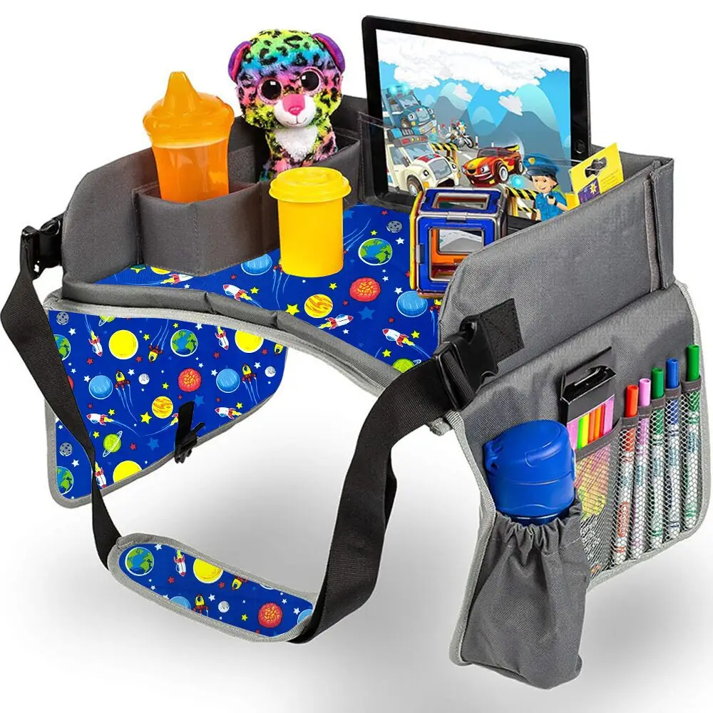 Kids Car Travel Seat Tray Baby Stroller Tray Airplane Play Table Activity Organizer Snack Lap Tray