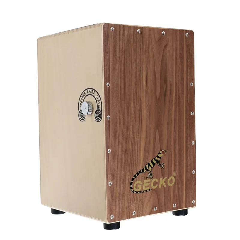 Gecko CL50 Cajon drum wholesale musical instrument Walnut Maple wood body adjustable snare Cajon box drum with steel string