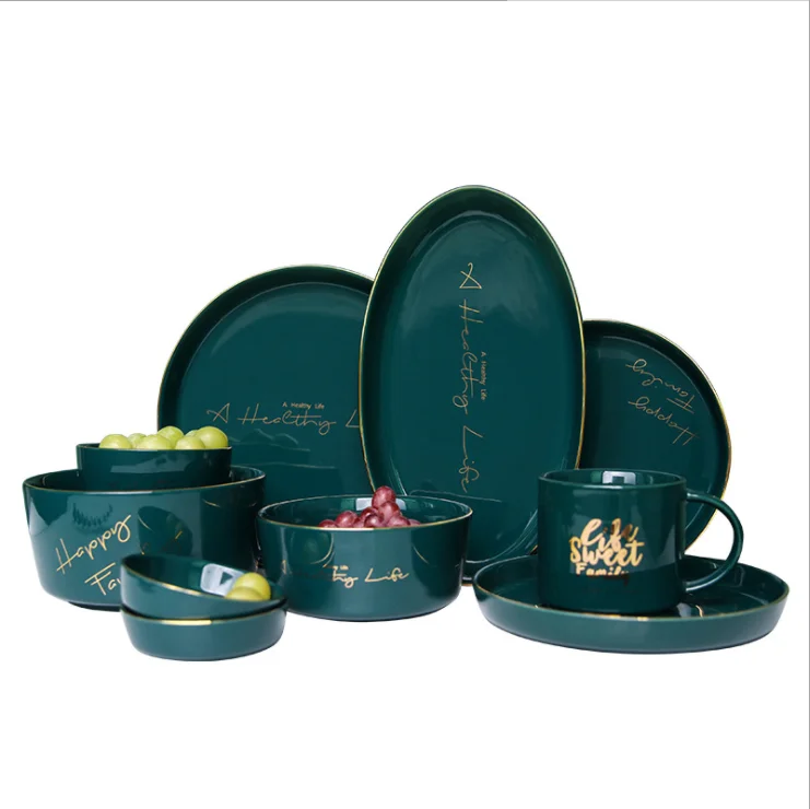 Роскошная керамическая посуда 2020, набор посуды из глазурованного материала для ресторанов и отелей