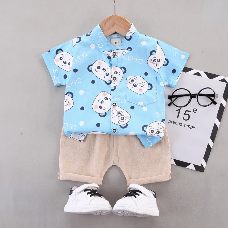 Wholesale Bulks Brand New Children Clothes Summer Baby Clothes 2023 Toddler Boy Hawaiian Short Sets Children Clothing Sets