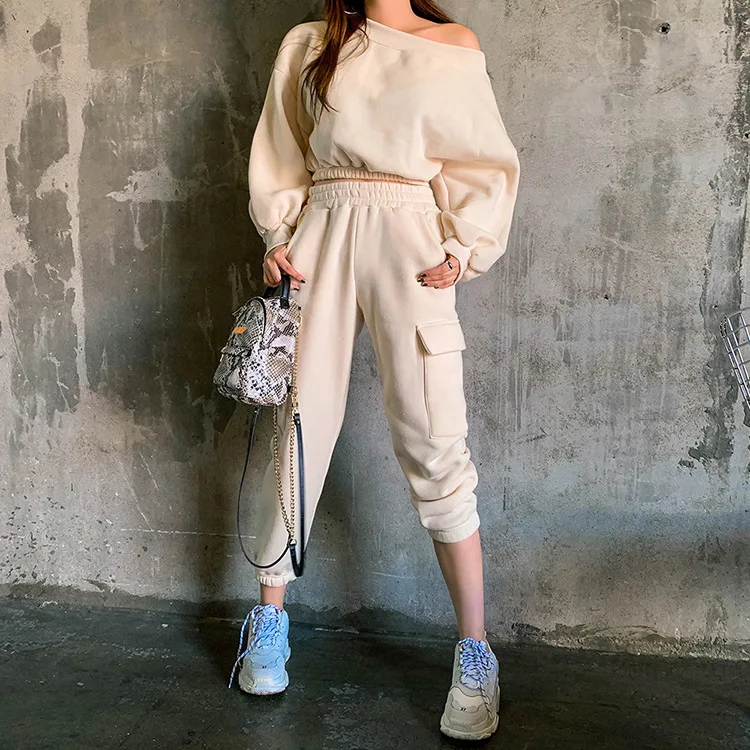  Женская 2021 горячая Распродажа модный Повседневный хлопковый комплект из двух предметов спортивные костюмы для женщин