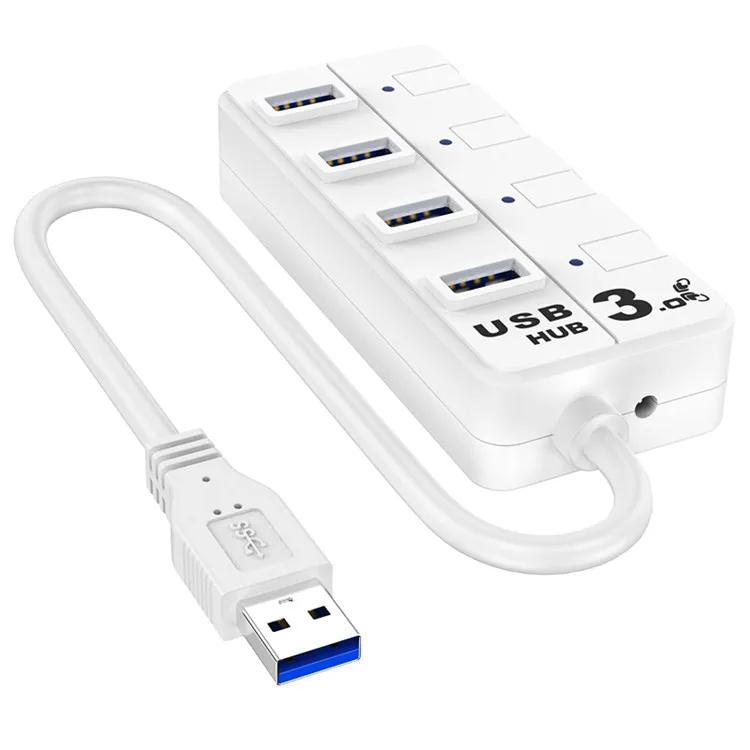 USB3.0 HUB 4-port hub usb independent key switch 3.0hub splitter one drag four expansion Spreader