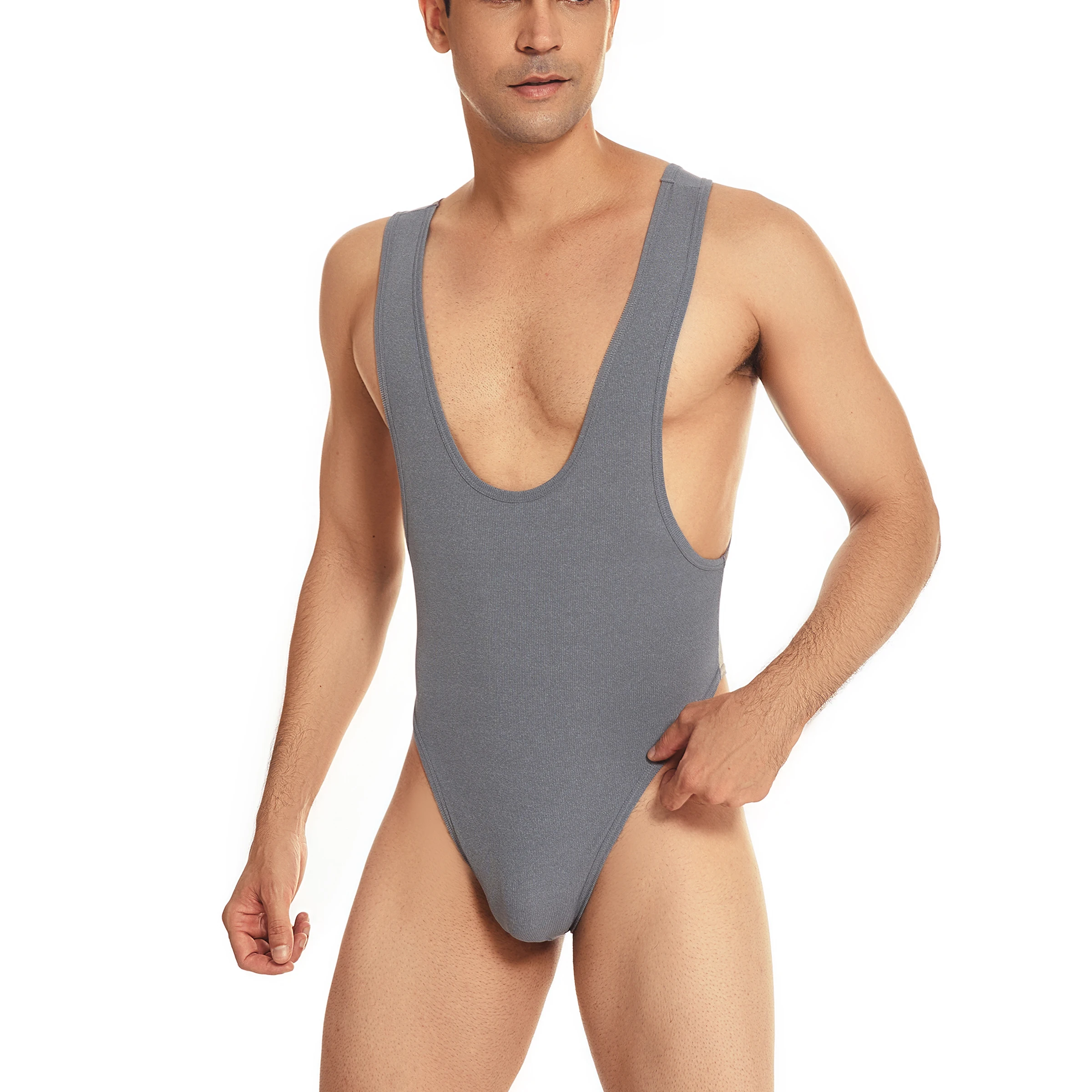 2022 New Menssexi Rib Nylon Sexy Men Bodysuit Hot Sale