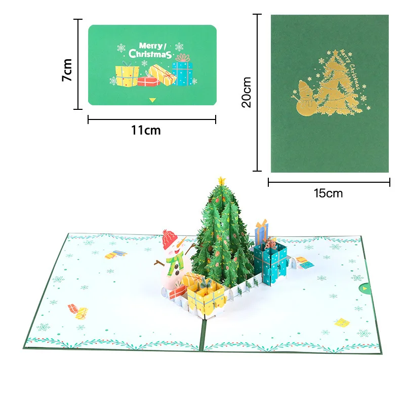 Wholesale luxury art paper decoration 3D pop up holiday greeting Christmas gift card