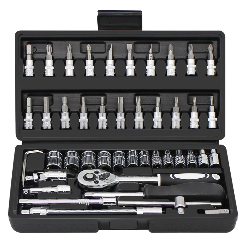 
46pcs/set Professional Wrench Socket Set Hardware Car Boat Motorcycle Repairing Tools Kit mecanique tools 
