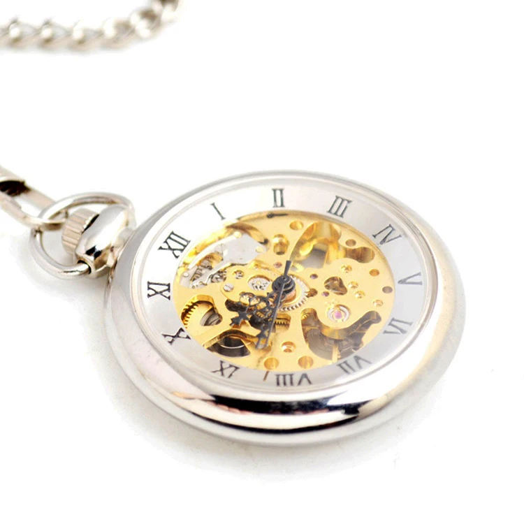 Mechanical skeleton classic old fashion for Gold Silver Bronze Open Face pocket watch with skeletal display Roman numeral
