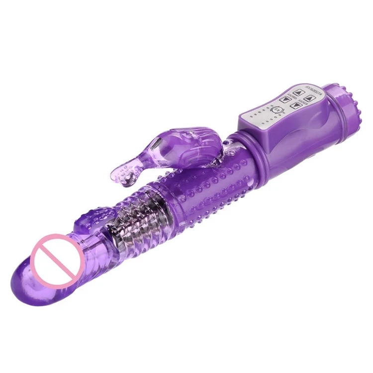 Low Cost Battery 30 frequency Swing Crystal Rod head Vibrator Rotating Rabbit Vibrator