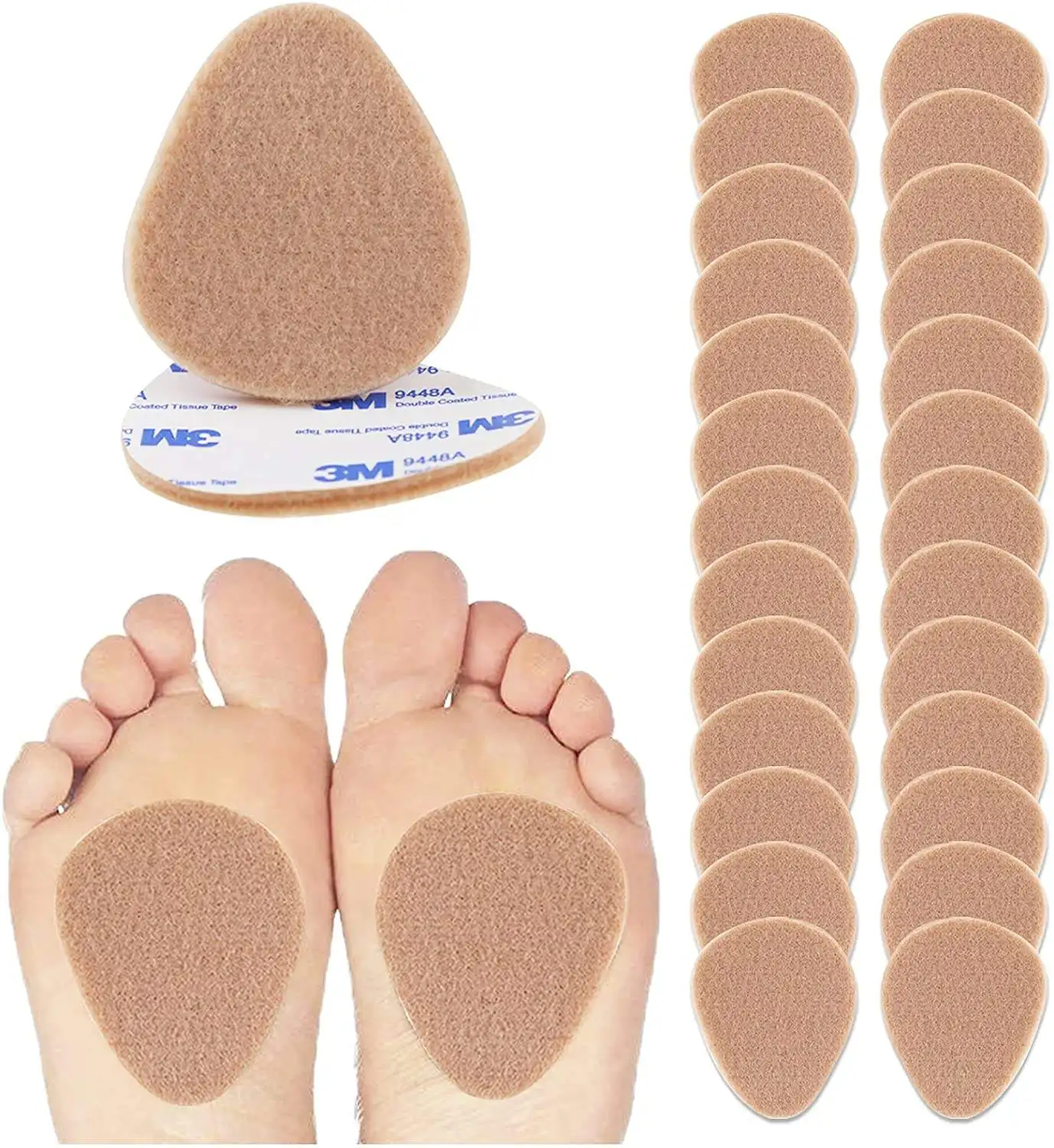 YEBEI Adhesive Foam Foot Cushion Pads Felt Metatarsal Orthotics for Men and Women Relieves Foot Pain