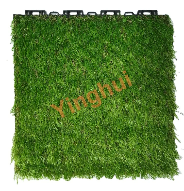 G-01 Modular Artificial Turf Grass Tiles Price For Leisure Football Lawn Garden And Sports Flooring Yellow Green Red