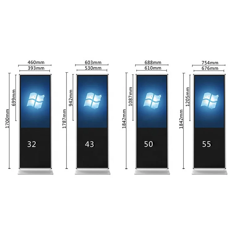 Smart Kiosk touch screen 43 49 inch All In One PC remote operate Display Vertical Floor Standing Android Media Player