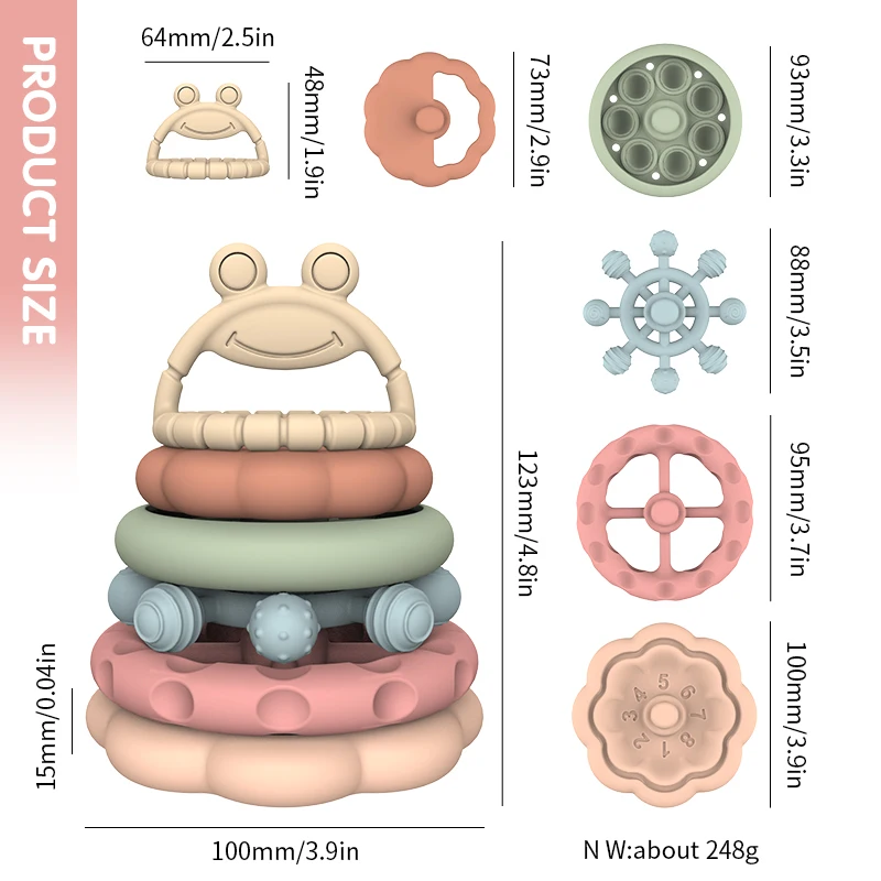 2025 New BPA Free Silicone Chewing Teething Children Stacking Toys Silicone Baby Montessori Toy