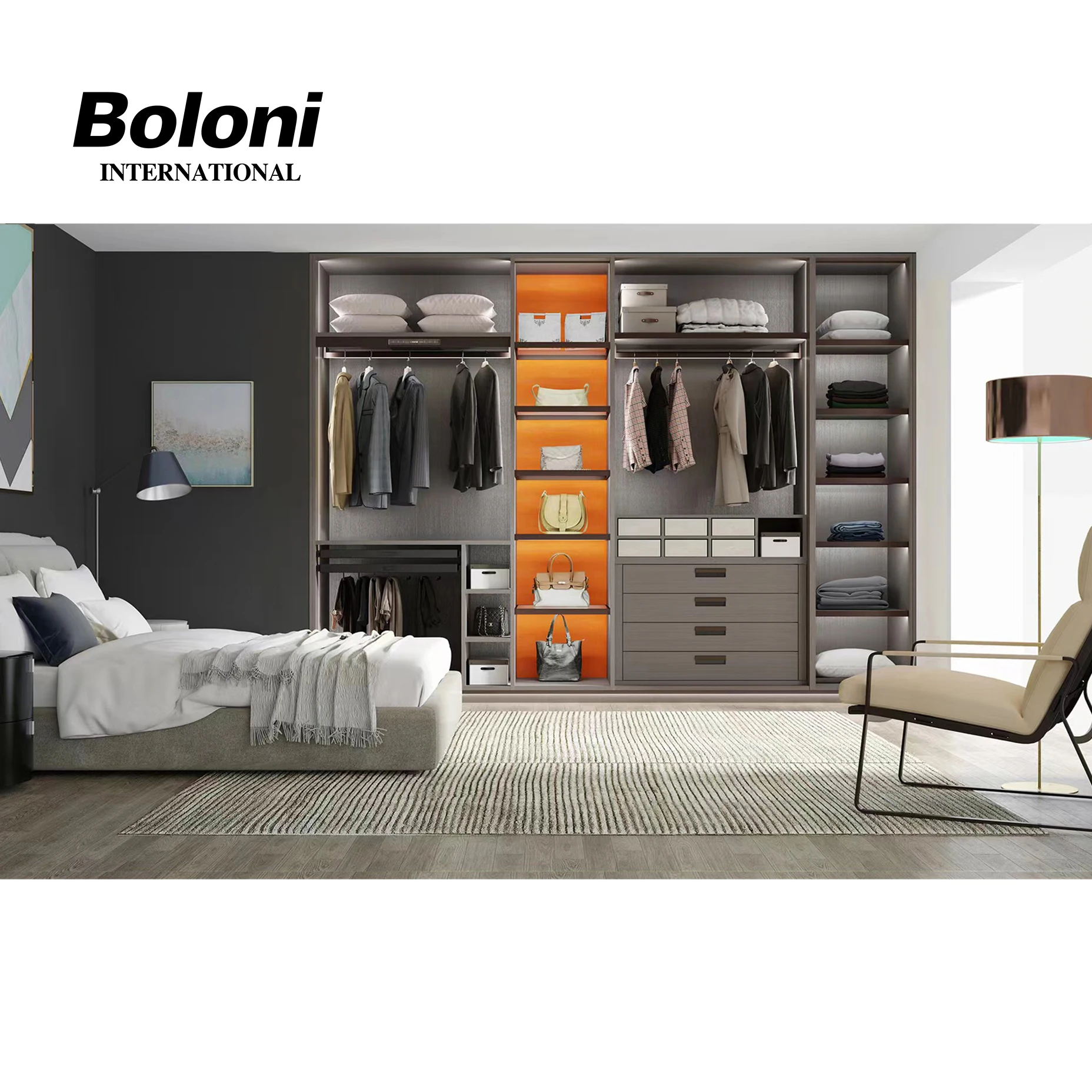 Factory Custom closet system modern doors wardrobe walk-in closet systems organizers