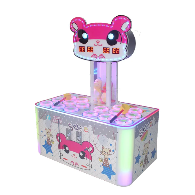 Two-person whack-a-mole coin-operated game machine