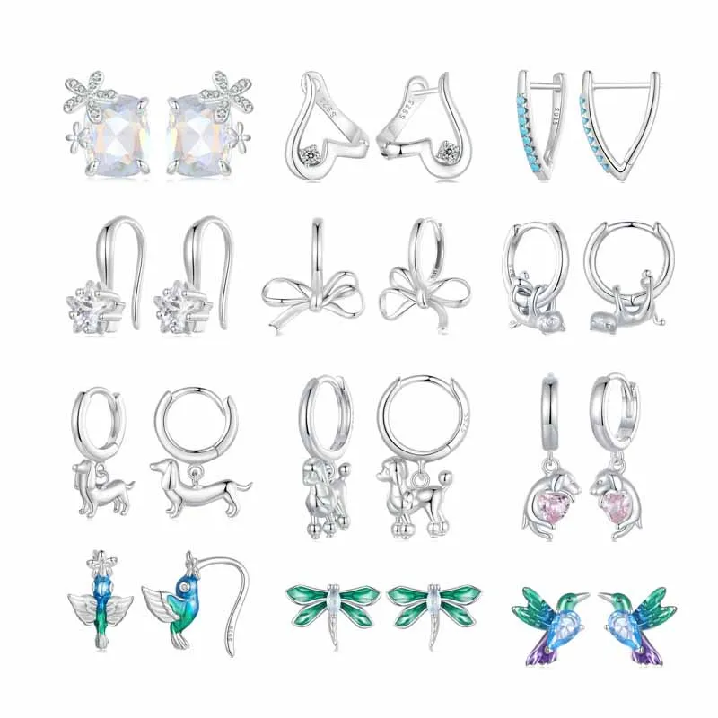 Fashion Jewelry S925 Sterling Silver Line Feeling Love Ear Buckle Dream Flower Main Stone Stud Earrings For Female Gift