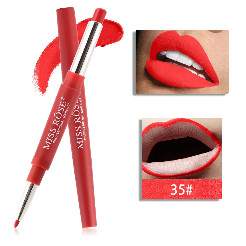 Miss Rose 20 Colors 2 in 1 Long-lasting Lip Liner Matte Lip Pencil Waterproof Moisturizing Lipsticks Makeup Contour Cosmetics