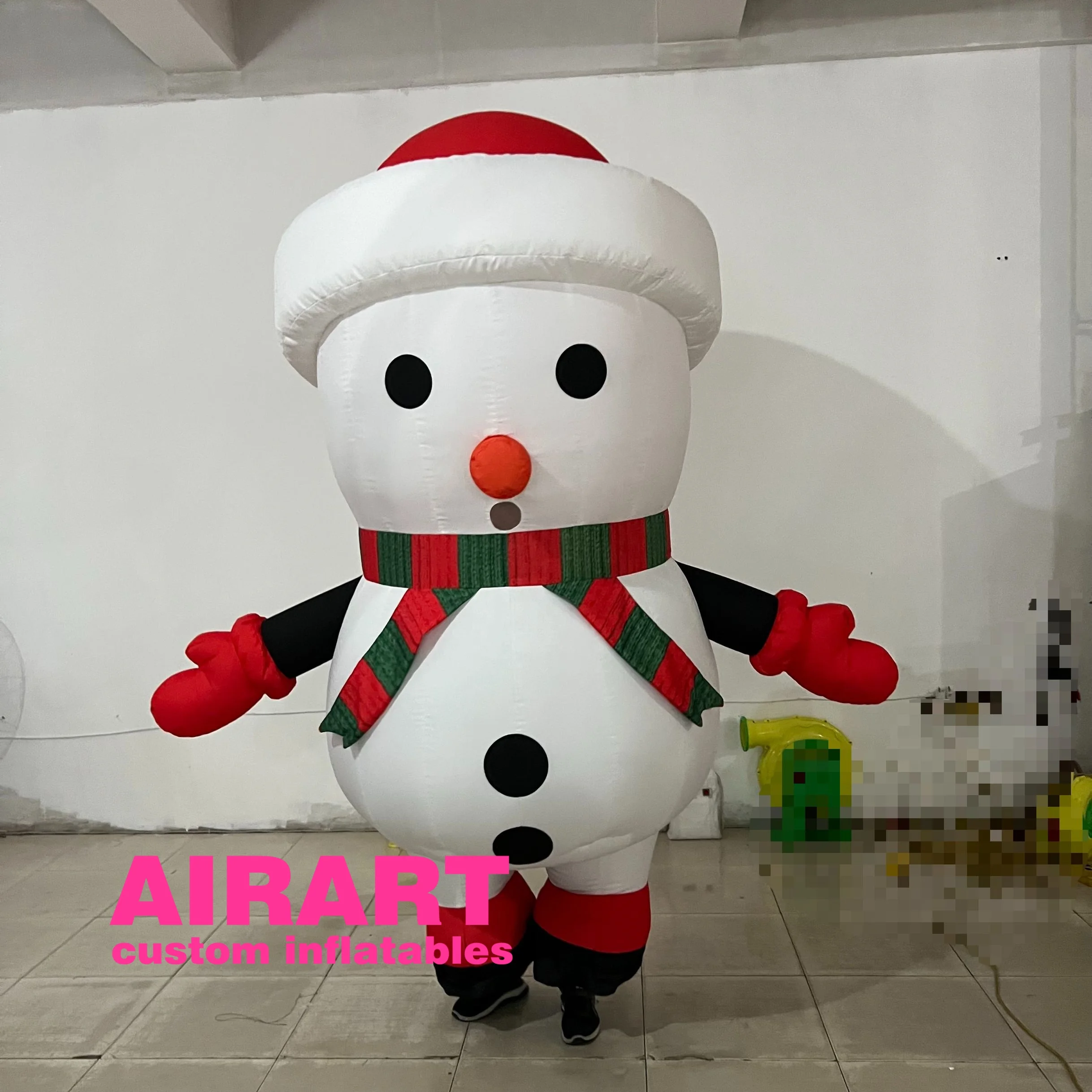 Christmas snowman inflatable street costume, adult inflatable cartoon snowman clothes for commercial performances, party cosplay