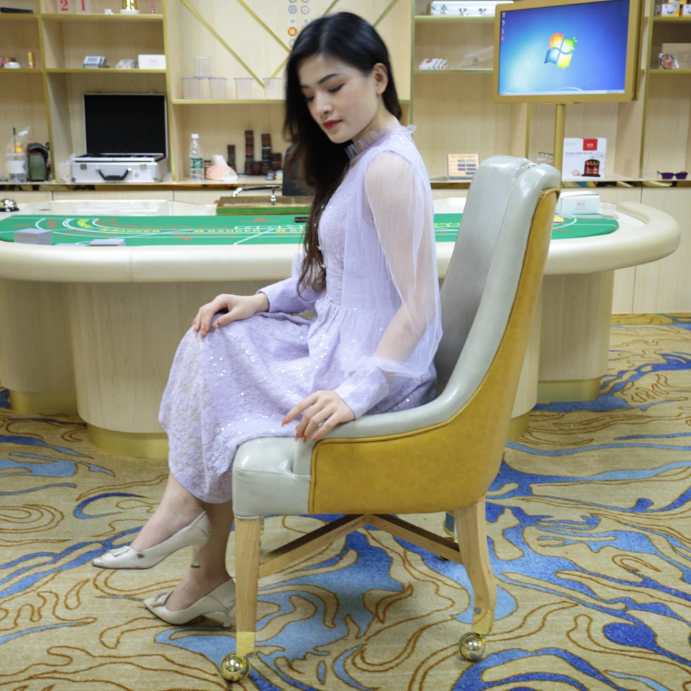 VIP Dealer/Player Game Chair heavy Duty Luxury Casino Armchair Stainless Steel Caster Wheel Poker Chair