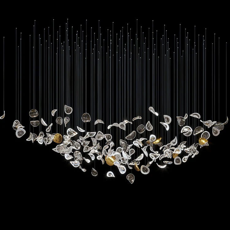 Good Price Decorative Banquet Hall Lobby Villa Hotel Commercial Big Modern Led Glass Chandelier Light