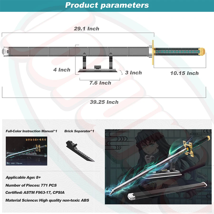 SL Creative Design DIY Anime Katana Knife Weapon Model Assembly Simple Kids Building Blocks Montessori Plastic Educational Toys