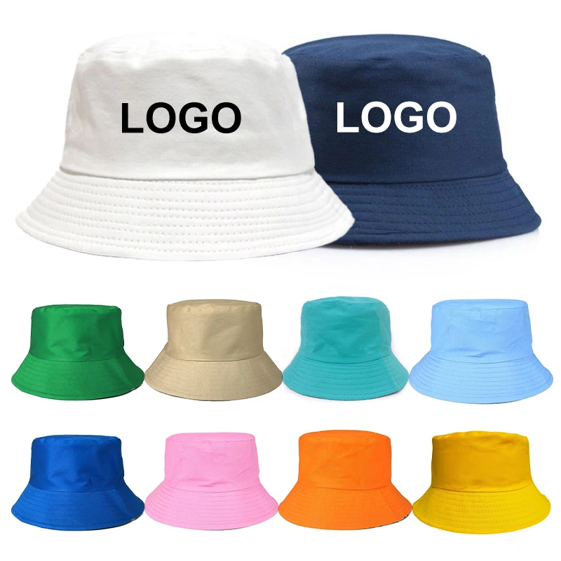 Summer Outdoor Beach Sun Cap Adult Kids Cotton Fisherman Hat Custom Embroidery Printing LOGO Plain Bulk Bucket Hat