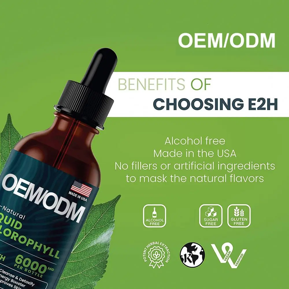 Private Label Beneficial Pure Drops Liquid Chlorophyll Drops for Women Men