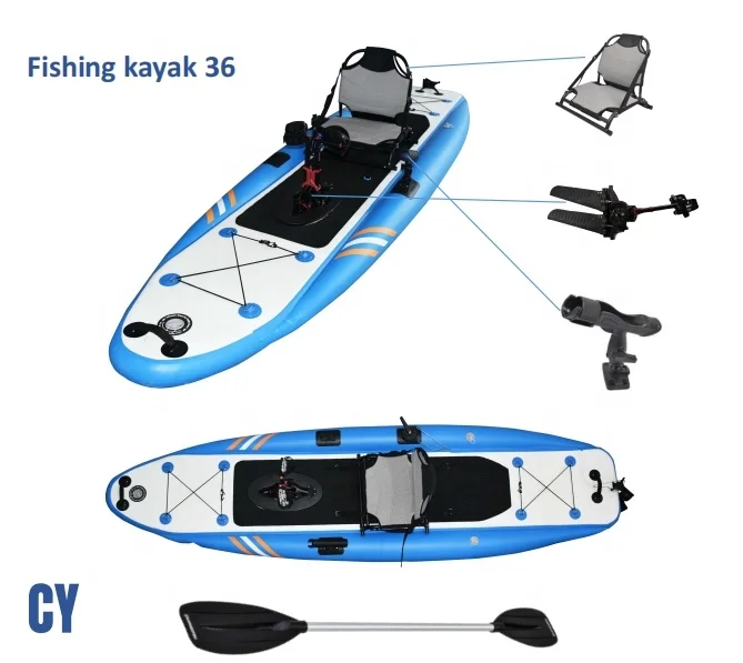 OEM PVC Inflatable Kayak 400lbs Capacity sit on top pedal fishing angler canoe for 1 person