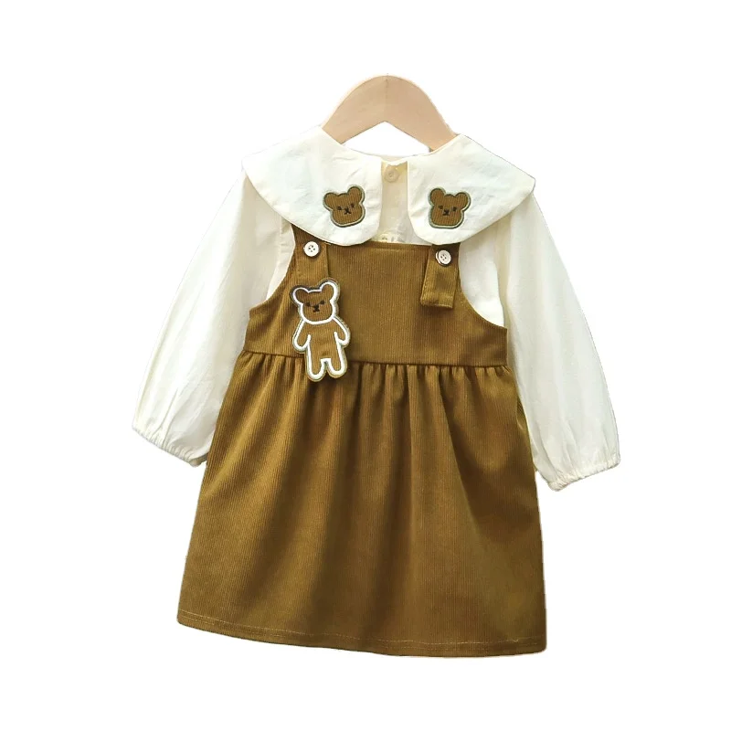Girls spring and autumn shirt with back skirt 2 sets cute girl baby bear skirt Princess A-line skirt