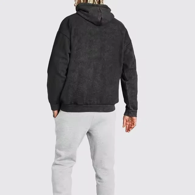 Winter season OEM ODM Drawstrings Black Blank Cotton Pullover Sun Faded Hoodie Oversized Hooded Acid Washed Hoodie