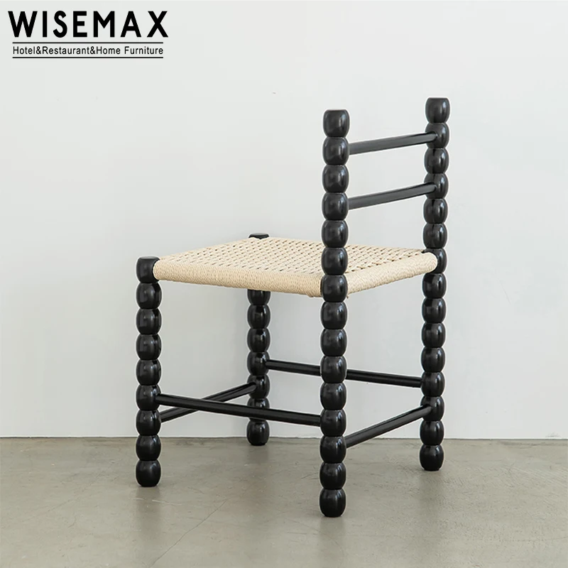 Мебель WISEMAX хорошее качество оптовая продажа обеденный стул из твердой древесины и веревки для ресторана столовой