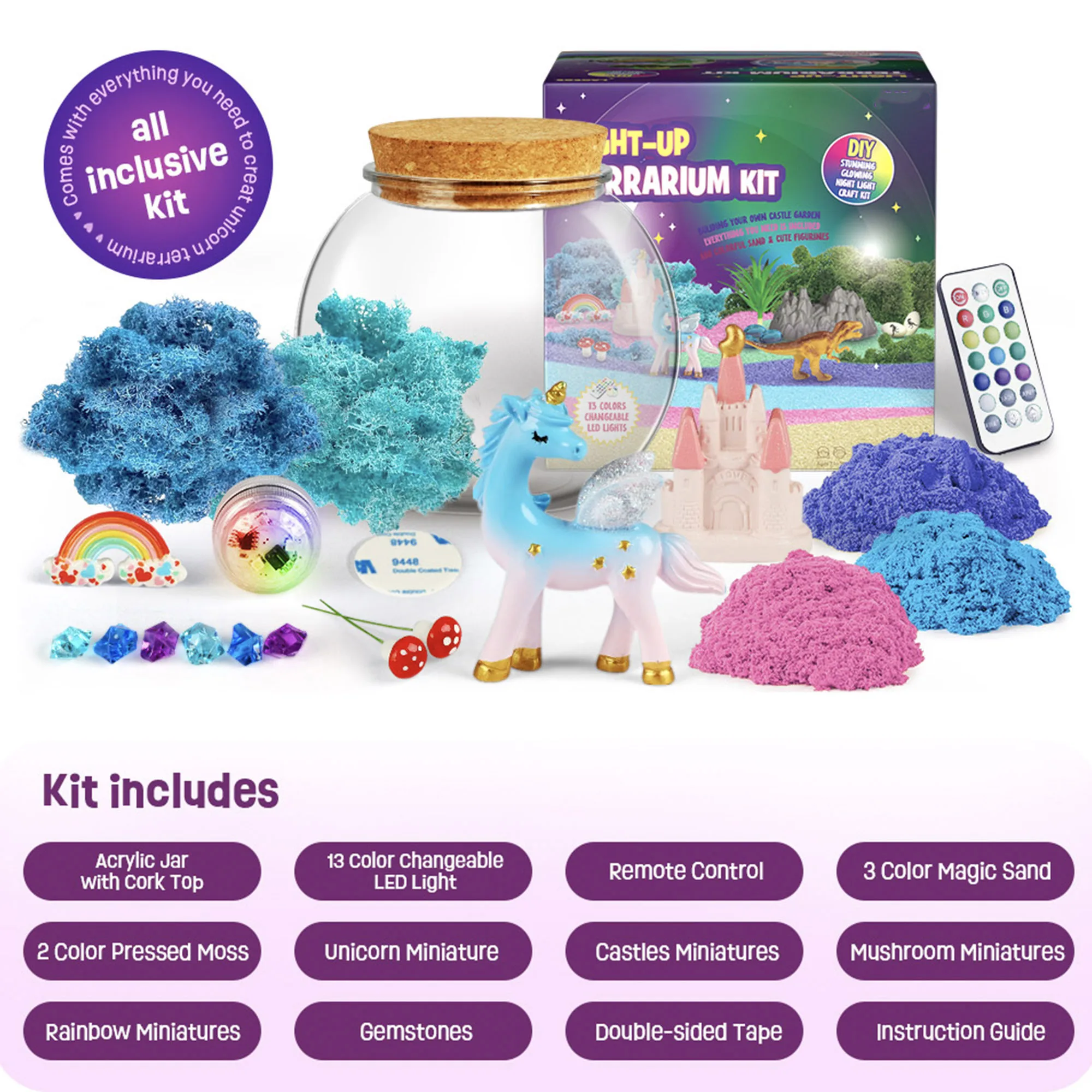 DIY Creative Art Craft and Crafts DIY Unicorn light up Terrarium tool build Kit for kids