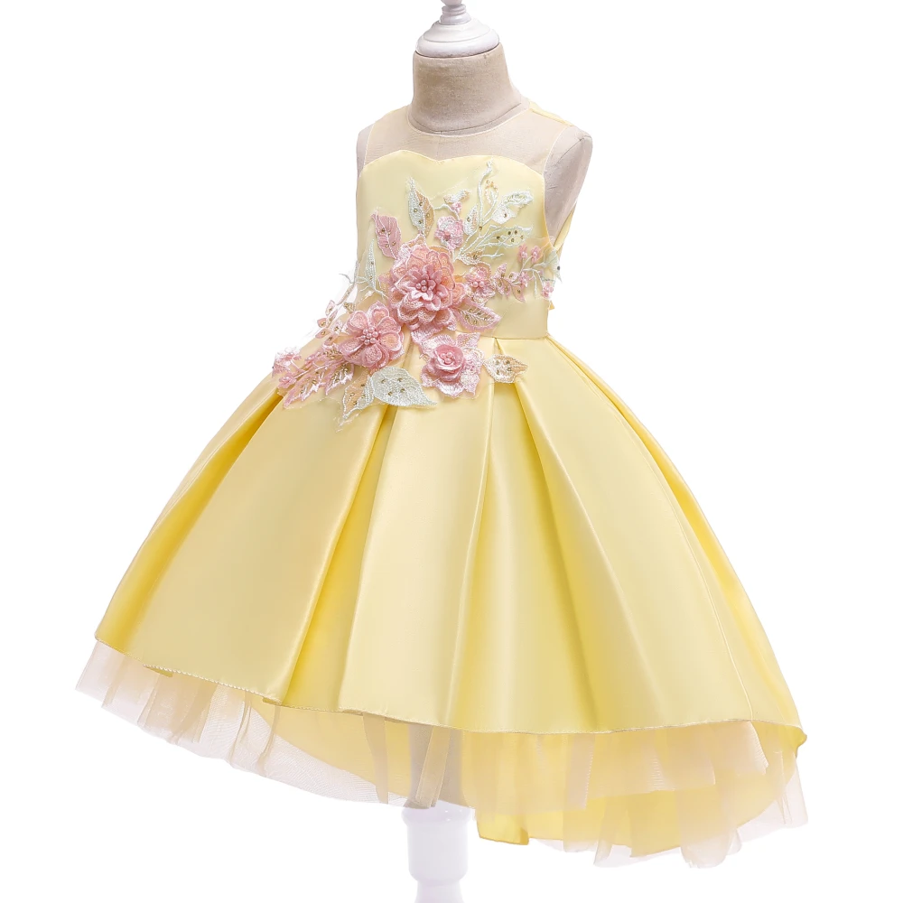 New fashion sleeveless wholesale boutique embroidery flower birthday princess party kids children 11 years old girls dress