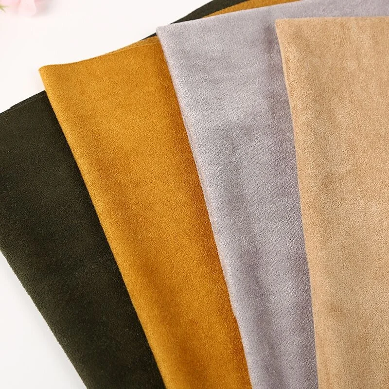 100%Polyester Warp Knitting Solid synthetic micro faux  4 way stretch Suede  Fabric for upholstery  sofa shoes