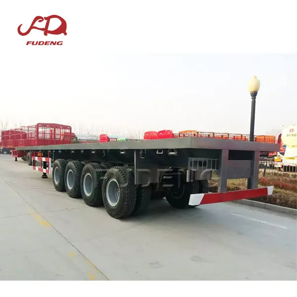 FUDENG 30tons 20ft 40 ft 45feet flat bed trailer twist locks for shipping container trailers for sale