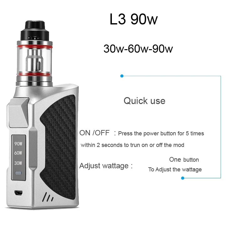 the hottest electronic smoke 90w vape oem 2200mah vaper kit from factory