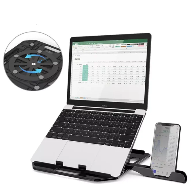 360 rotatable nottable laptop stand portable foldable laptop stand ABS plastic new laptop stand with phone holder