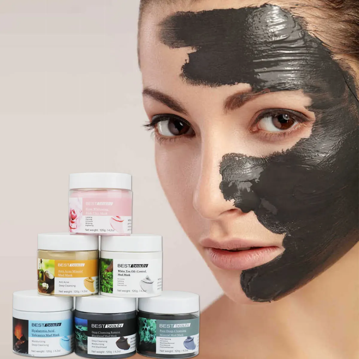 Косметические товары OEM/ODM, глубокое очищение, удаление черных точек, лечение акне, глиняная маска из бентонита, натуральная Органическая глиняная маска для лица