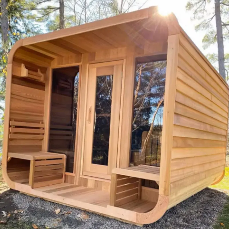 Outdoor 4 Person Solid Wood Red Cedar Steam Electric Heating Furnace Sauna Room