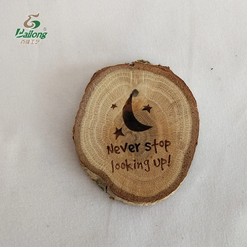 Laser engraved wood slice souvenir wood fridge magnet