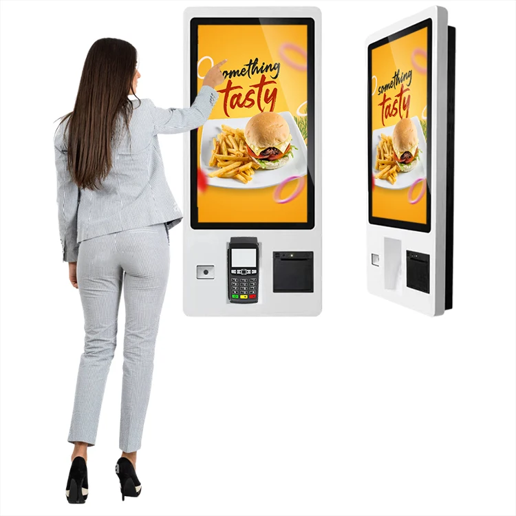 floor stand wall mount payment machine LCD touch screen fast food self ordering payment kiosk