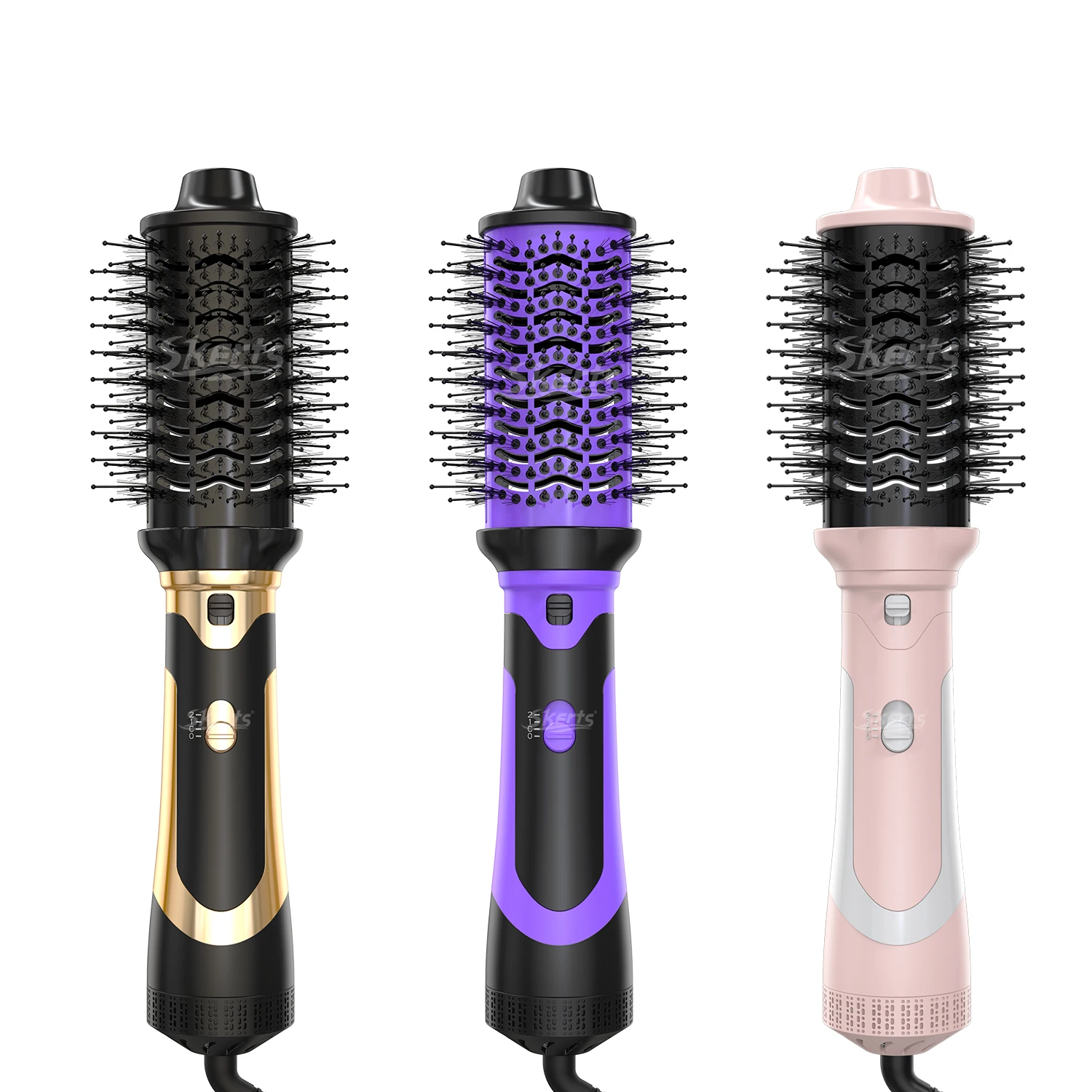 Multi 3 In 1 Interchangeable Professional One Step Electric Hair Round Blow Dryer Comb Rotary Volumizer Electric Hot Air Brush